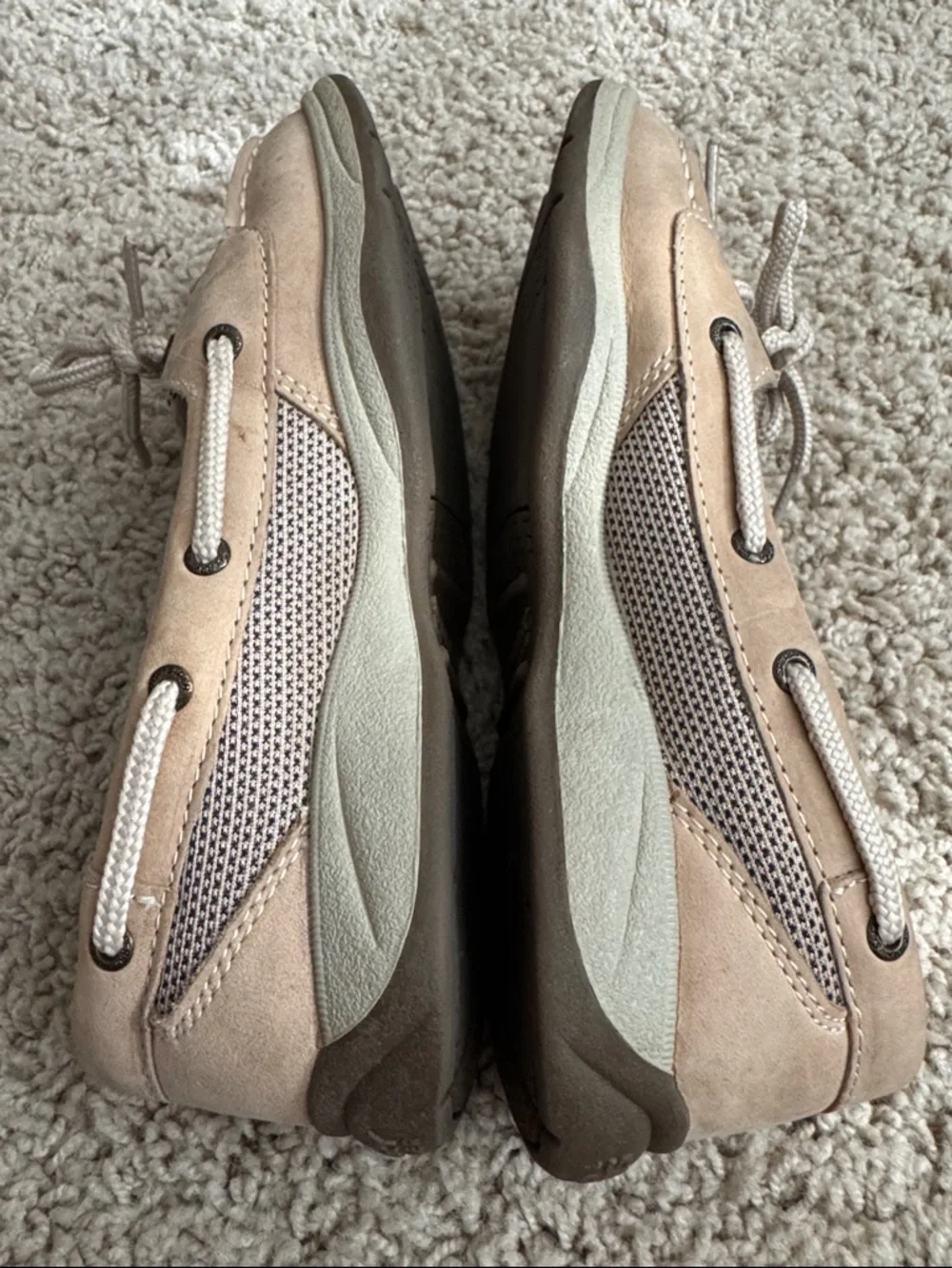 Sperry Kids Taupe Top-Sider Moccasins with Lace Detail